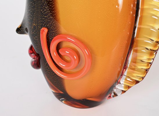 Black and Orange Sommerso Murano Glass Vase by Mario Badioli, 1980s-JDR-1355702