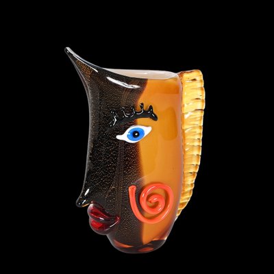 Black and Orange Sommerso Murano Glass Vase by Mario Badioli, 1980s-JDR-1355702