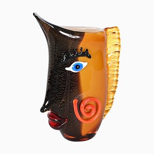 Black and Orange Sommerso Murano Glass Vase by Mario Badioli, 1980s-JDR-1355702