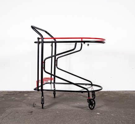 Black and Red Bar Cart in the Style of Yrjo Kukkapuro for Avarte, 1980s-VLO-1000313