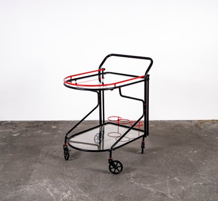 Black and Red Bar Cart in the Style of Yrjo Kukkapuro for Avarte, 1980s-VLO-1000313