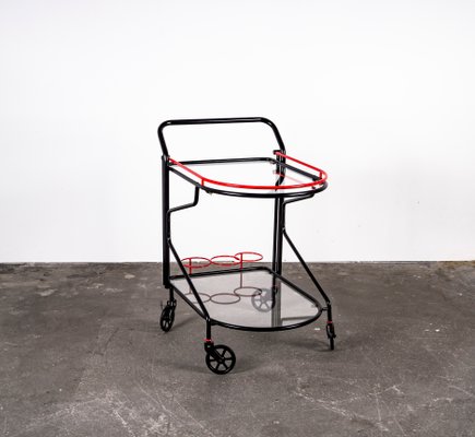 Black and Red Bar Cart in the Style of Yrjo Kukkapuro for Avarte, 1980s-VLO-1000313