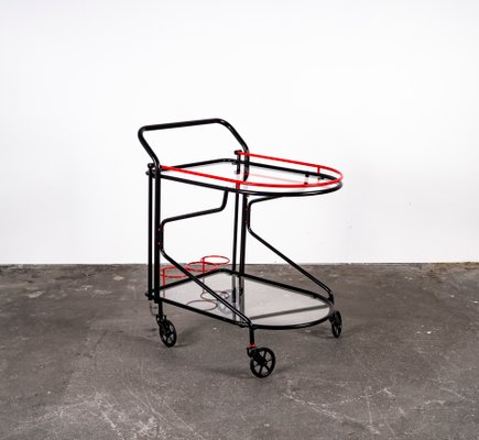 Black and Red Bar Cart in the Style of Yrjo Kukkapuro for Avarte, 1980s-VLO-1000313