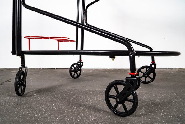 Black and Red Bar Cart in the Style of Yrjo Kukkapuro for Avarte, 1980s-VLO-1000313