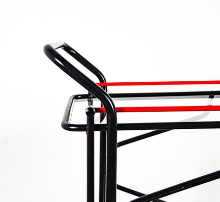 Black and Red Bar Cart in the Style of Yrjo Kukkapuro for Avarte, 1980s-VLO-1000313