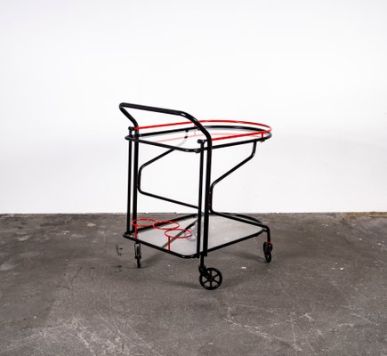 Black and Red Bar Cart in the Style of Yrjo Kukkapuro for Avarte, 1980s-VLO-1000313