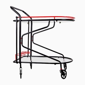 Black and Red Bar Cart in the Style of Yrjo Kukkapuro for Avarte, 1980s-VLO-1000313