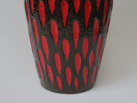 Black and Red Ceramic Fat Lava Vase from Scheurich, 1960s-EY-626979