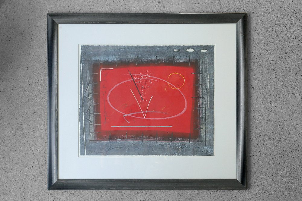 Black and Red Composition, Color Lithograph, 1970s, Framed-ZAA-1703305