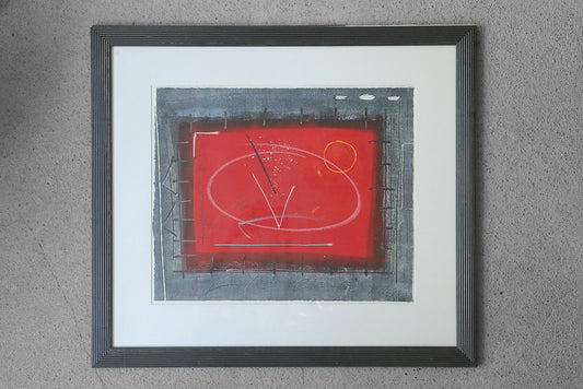 Black and Red Composition, Color Lithograph, 1970s, Framed