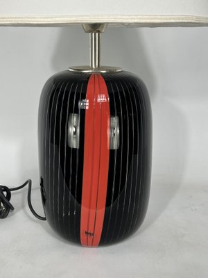 Black and Red Murano Glass Table Lamp from VeArt, 1970s-OT-1313274