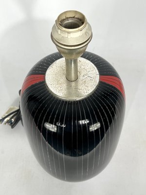 Black and Red Murano Glass Table Lamp from VeArt, 1970s-OT-1313274