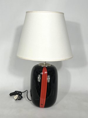 Black and Red Murano Glass Table Lamp from VeArt, 1970s-OT-1313274