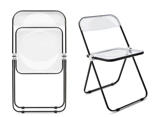 Black and Transparent Plia Chairs by Giancarlo Piretti for Anonima Castelli, Set of 2-JDR-1125503