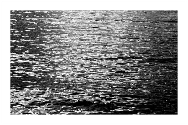 Black and White Abstract Ripples Under Moonlight, Nocturnal Nautical Giclée 2020-RWC-811282