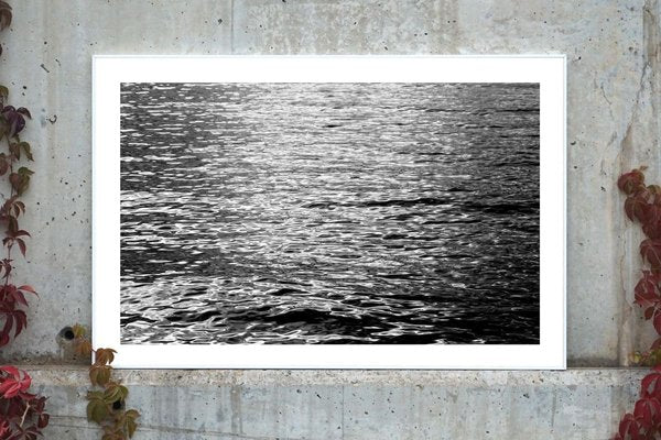 Black and White Abstract Ripples Under Moonlight, Nocturnal Nautical Giclée 2020-RWC-811282