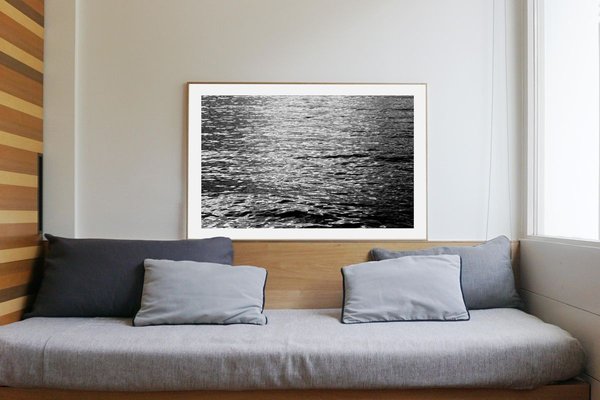 Black and White Abstract Ripples Under Moonlight, Nocturnal Nautical Giclée 2020-RWC-811282