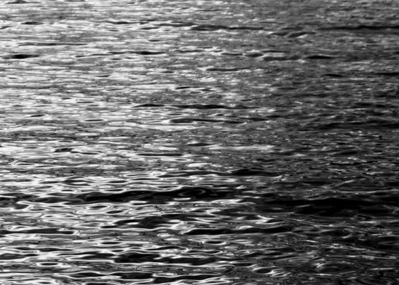 Black and White Abstract Ripples Under Moonlight, Nocturnal Nautical Giclée 2020-RWC-811282