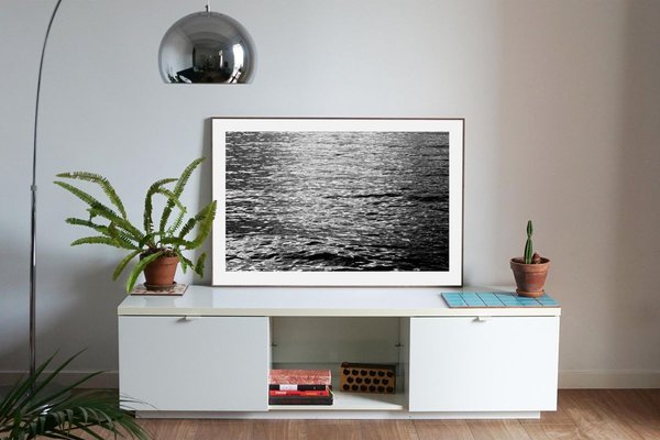 Black and White Abstract Ripples Under Moonlight, Nocturnal Nautical Giclée 2020-RWC-811282