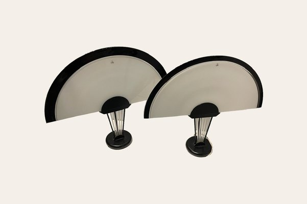 Black and White Architectural Murano Glass Lamps, 1980s, Set of 2-JJC-1702210