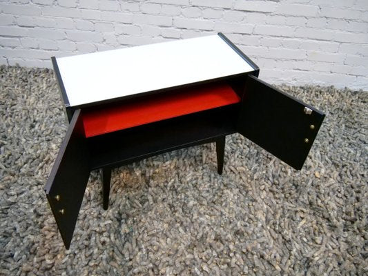 Black and White Cabinet with a Glass Top, 1950s-QFD-1001436