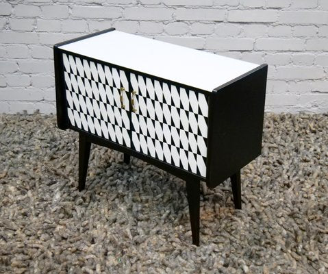 Black and White Cabinet with a Glass Top, 1950s-QFD-1001436