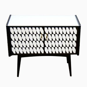 Black and White Cabinet with a Glass Top, 1950s-QFD-1001436