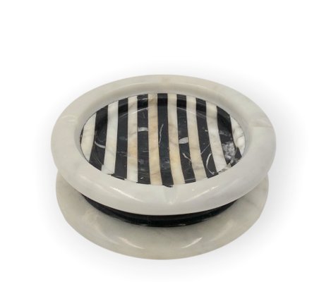 Black and White Marble Inlays Ashtray, 1970s-TXN-1771130