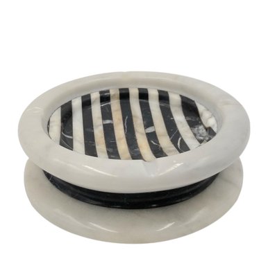 Black and White Marble Inlays Ashtray, 1970s-TXN-1771130