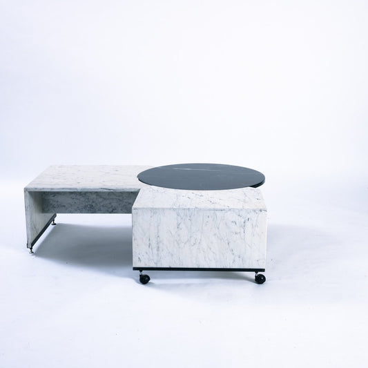 Black and White Marble Postmodern Adjustable Coffee Table