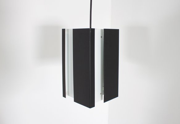 Black and White Metal Pendant Lamp by Jan Hoogervorst for Anvia, 1960s-QT-1263293