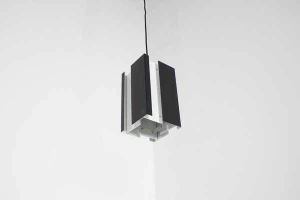 Black and White Metal Pendant Lamp by Jan Hoogervorst for Anvia, 1960s-QT-1263293