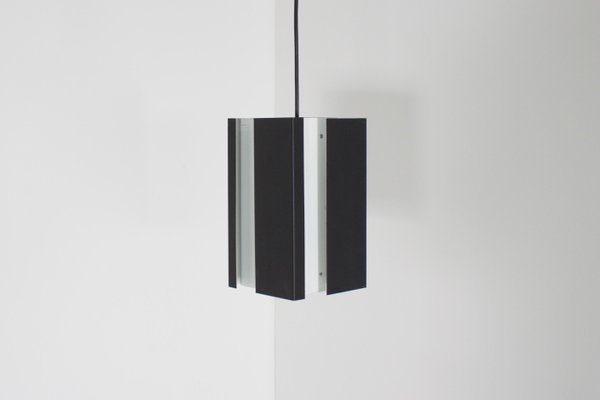 Black and White Metal Pendant Lamp by Jan Hoogervorst for Anvia, 1960s-QT-1263293