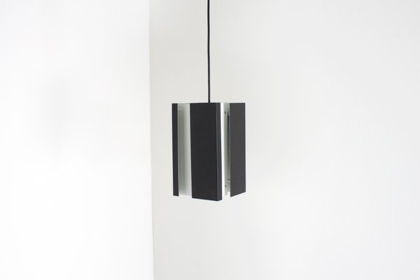 Black and White Metal Pendant Lamp by Jan Hoogervorst for Anvia, 1960s-QT-1263293