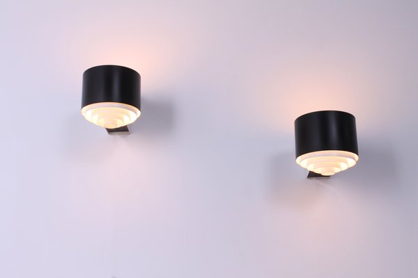 Black and White Metal Wall Sconces from Novalux France, 1950s, Set of 2-XT-1394032