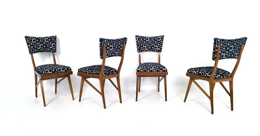 Black and White Square Patterned Chairs by Ico & Luisa Parisi, 1950s, Set of 4