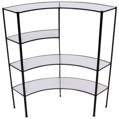 Black and White Vitrolite Glass Wrought Iron Shelf by Frederick Weinberg-SFD-824950