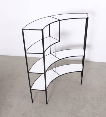 Black and White Vitrolite Glass Wrought Iron Shelf by Frederick Weinberg-SFD-824950