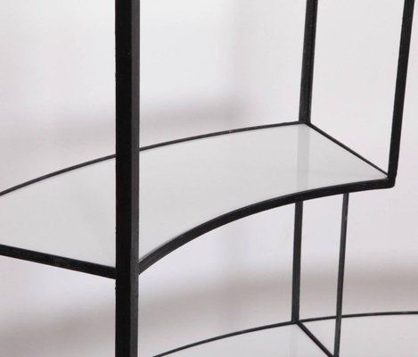 Black and White Vitrolite Glass Wrought Iron Shelf by Frederick Weinberg-SFD-824950