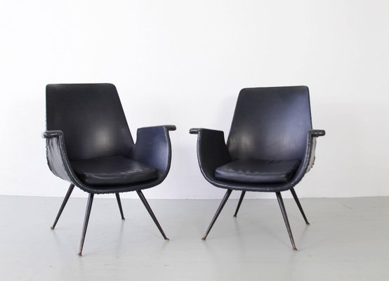 Black Armchairs by Gastone Rinaldi for Rima, 1950s, Set of 2-AA-1231926