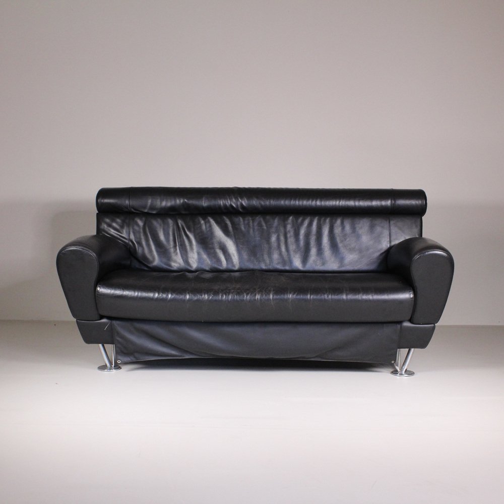 Black Balzo Loveseat Sofa by Massimo Iosa Ghini for Moroso, 1987