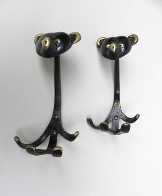 Black Brass Animal Cloakroom Hook by Walter Bosse, 1950s, Set of 12-EY-1403058