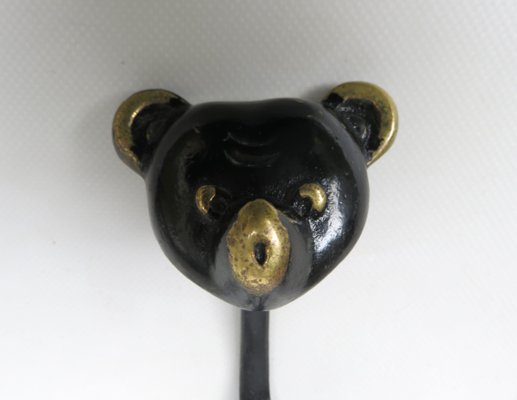 Black Brass Animal Cloakroom Hook by Walter Bosse, 1950s, Set of 12-EY-1403058