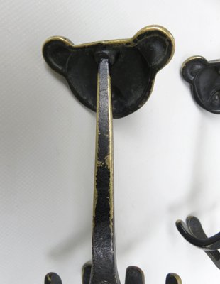 Black Brass Animal Cloakroom Hook by Walter Bosse, 1950s, Set of 12-EY-1403058