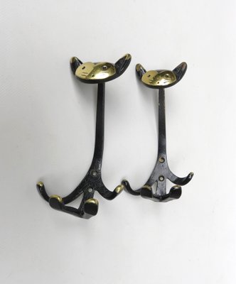 Black Brass Animal Cloakroom Hook by Walter Bosse, 1950s, Set of 12-EY-1403058