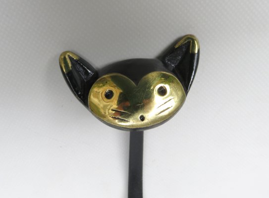 Black Brass Animal Cloakroom Hook by Walter Bosse, 1950s, Set of 12-EY-1403058