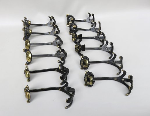 Black Brass Animal Cloakroom Hook by Walter Bosse, 1950s, Set of 12-EY-1403058