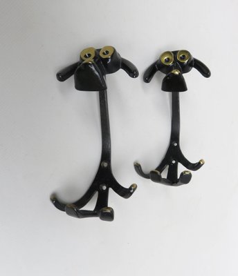 Black Brass Animal Cloakroom Hook by Walter Bosse, 1950s, Set of 12-EY-1403058