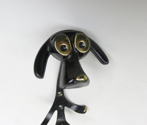 Black Brass Animal Cloakroom Hook by Walter Bosse, 1950s, Set of 12-EY-1403058