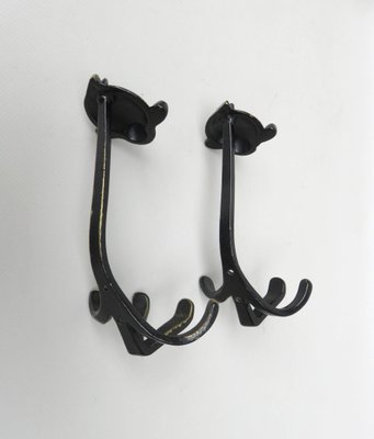 Black Brass Animal Cloakroom Hook by Walter Bosse, 1950s, Set of 12-EY-1403058